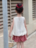 班喜迪女童夏裝套裝2026新款洋氣兒童背帶衣服兩件套寶寶短褲夏季小童裝 米色 110 曬單實(shí)拍圖