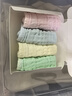 全棉時(shí)代嬰兒口水巾兒童水洗紗布小毛巾洗臉禮盒4條裝 粉藍黃綠25×25cm 曬單實(shí)拍圖