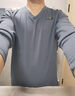 啄木鳥(niǎo)華夫格男士長(cháng)袖t恤v領(lǐng)純棉彈力柔軟親膚內搭上衣雞心領(lǐng)秋衣打底衫 5510淺灰 M 曬單實(shí)拍圖