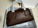 皮爾卡丹波士頓枕頭包植鞣頭層牛皮復古通勤大容量保齡球包生日禮物 曬單實(shí)拍圖