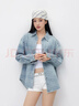 森馬（Semir）森柔|牛仔襯衫女春中長(cháng)款oversize落肩長(cháng)袖衣服襯衣103125105002 曬單實(shí)拍圖
