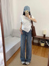 ONLY2026春季新款酷感復古水洗高腰寬松直筒牛仔褲女|126132098 J33 350水洗牛仔藍 S S褲長(cháng)減短 曬單實(shí)拍圖