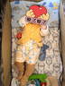 貝瑞加（Babyprints）寶寶連體衣2件裝嬰兒純棉四季衣服長(cháng)袖爬服柔軟哈衣家居內衣黃80 曬單實(shí)拍圖
