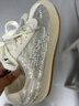 千百度夏季透氣網(wǎng)面薄款小白鞋女軟底輕便復古德訓鞋女平底休閑鞋 白色 36 (230mm) 曬單實(shí)拍圖