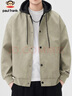 大嘴猴（paul frank）皮衣男士夾克男春秋季美式復古假兩件外套男潮牌上衣 卡其色 M 曬單實(shí)拍圖