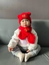 BIBK嬰兒帽子秋冬季寶寶紅色喜慶周歲針織帽嬰幼兒外出保暖新年毛線(xiàn)帽 雙球?！緝H帽子】 3-24個(gè)月 曬單實(shí)拍圖