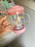 富光兒童牛奶杯帶刻度 寶寶沖泡奶粉吸管水杯耐熱玻璃杯子男女果汁杯 粉色 350ml 曬單實(shí)拍圖