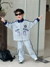 嘟嘟家兒童套裝春裝男童外套褲子春款女童運動(dòng)兩件套寶寶上衣長(cháng)褲童裝潮 淺麻灰 100 曬單實(shí)拍圖