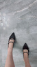 CHARLES&KEITH亮鉆一字帶尖頭包頭復古高跟涼鞋婚鞋子女鞋生日禮物CK1-61720199 BLACK TEXTURED黑色紋理 36 曬單實(shí)拍圖