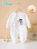 迪士尼（Disney）保暖空氣棉秋冬夾棉側開(kāi)連體衣柔軟舒適哈衣打底衣爬服 白色80cm 曬單實(shí)拍圖