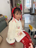 羅蒙漢服女童拜年服冬款明制漢服過(guò)年衣服馬面裙演出服 米白色套裝140 曬單實(shí)拍圖