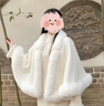 COSMICKISS披肩女外搭氣質(zhì)2025年新款秋冬斗篷高級感新娘結婚毛披肩加厚保暖 米白色-均碼 曬單實(shí)拍圖