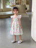 Dudant國際品牌女童連衣裙夏裝2026新款洋氣網(wǎng)紅吊帶裙小飛袖碎花公主裙 米杏色 100 cm 曬單實(shí)拍圖