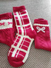 棉滿(mǎn)滿(mǎn)兒童襪子100%純棉抗菌本命年大紅色馬年新年中筒襪女童秋冬季5雙 曬單實(shí)拍圖