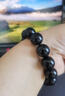 金石靈收藏級天然黑曜石手串男女款五行補水水晶手鏈佛珠本命年生日禮物 曬單實(shí)拍圖