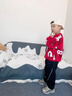 童裝男童套裝春秋裝2026新款中大兒童衣服假兩件春季男孩帥氣潮 紅色 150 （建議身高145-150左右） 曬單實(shí)拍圖