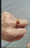 潮宏基吞金獸貔貅紅瑪瑙足金黃金戒指女手飾送女友婦女節禮物 彈力繩 曬單實(shí)拍圖