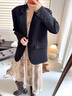 周淼ZHOUMIAO 2025春秋新款高級設計感女士黑色休閑小西裝外套女 經(jīng)典黑現貨 XS 推薦100斤以?xún)?曬單實(shí)拍圖