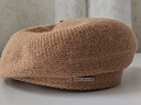 叕二叕針織貝雷帽女時(shí)尚百搭秋冬春時(shí)髦氣質(zhì)畫(huà)家帽 卡其色 曬單實(shí)拍圖