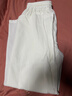 皮爾卡丹（pierre cardin）白色亞麻闊腿褲女夏季薄款系帶松緊腰垂感顯瘦直筒棉麻拖地休閑褲 白色 (少量現貨) XL 【建議125-140斤】 曬單實(shí)拍圖