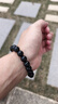 峨眉山黑曜石海藍寶手串水晶手鏈情侶手鏈送男友生日禮物 曬單實(shí)拍圖