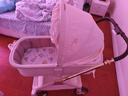 qborn白鹿新生兒小孩米色嬰兒車(chē)高景觀(guān)雙向輕便折疊寶寶兒童推車(chē)三合一 玉蘭白+睡籃 曬單實(shí)拍圖