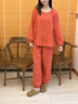 妮狄婭睡衣女春季純棉長(cháng)袖復古森系暗調紅簡(jiǎn)約寬松春秋家居服套裝 銹紅 QF26116 L (165) 【參考體重105-125斤】 曬單實(shí)拍圖