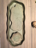 瓷牌茗茶具（cipaiming teaset）瓷牌茗 黑陶干泡盤(pán)茶盤(pán)茶托盤(pán)陶瓷茶臺茶托長(cháng)方形茶具盤(pán) 綠陶《蓮坐》干泡茶盤(pán) 曬單實(shí)拍圖