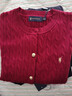 POLOWALK紅色麻花針織開(kāi)衫女秋冬新款保羅女裝新年本命年毛衣開(kāi)衫外套上衣 酒紅【新款】 XL (170) 曬單實(shí)拍圖