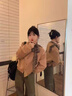 花花公子（PLAYBOY）韓系短款毛呢外套女春秋季2026年新款寬松百搭休閑棒球服夾克上衣 A036卡其色29 M 曬單實(shí)拍圖