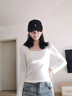 白色長(cháng)袖t恤女春秋2026新款修身顯瘦打底衫內搭秋冬螺紋方領(lǐng)上衣 白色 M 曬單實(shí)拍圖