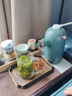 如贊（Ruzan）輕奢高端男士水杯高檔玻璃杯家用鋼化玻璃杯帶把透明辦公室綠  鋼化玻璃杯 不易碎   450ml 1只 曬單實(shí)拍圖