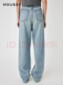 moussy 女裝新款寬松直筒高腰破洞休閑牛仔褲女010GAK11-5130 110藍色 S 曬單實(shí)拍圖