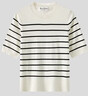 Marc O'Polo/MOP 2024夏季新款純棉圓領(lǐng)條紋薄款短袖套頭針織衫女 白底條紋A19 M 170 曬單實(shí)拍圖