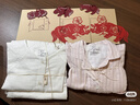 無(wú)印良品（MUJI）女式 無(wú)側縫雙層紗織 睡衣 家居服套裝  淺粉色條紋6s XL 曬單實(shí)拍圖