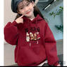 女童衛衣秋冬款2025新款大童女孩韓版秋裝連帽上衣兒童裝洋氣衣服 酒紅色【春秋款】 130 cm 曬單實(shí)拍圖