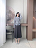 香影學(xué)院風(fēng)miu系灰色針織開(kāi)衫女2026春季新款絞花翻領(lǐng)假兩件毛衣 淺灰 M 160/84A/95-110斤 曬單實(shí)拍圖