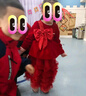 迪士尼寶寶公主裙紅色加厚保暖女孩拜年服連衣裙女童蓬蓬裙子兒童過(guò)年服 曬單實(shí)拍圖