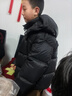 左西男童羽絨服冬季2025新款保暖兒童三防連帽面包服外套 黑色 150 曬單實(shí)拍圖