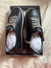 千百度【頭層牛皮】板鞋男舒適平底休閑鞋男士百搭低幫鞋 黑色 42 曬單實(shí)拍圖