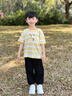 嘟嘟家男童T恤夏季女童條紋短袖夏裝兒童立體卡通上衣寶寶圓領(lǐng)衣服童裝 黃色系條紋 120 曬單實(shí)拍圖