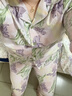 頂瓜瓜頂呱呱睡衣女春秋純棉開(kāi)襟長(cháng)袖可外穿家居服套裝女紫花 XL(170) 曬單實(shí)拍圖