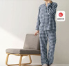 MUJI[自營(yíng)限定款]男士無(wú)側縫 雙層紗織睡衣 軟棉棉內衣 藏青色格紋 L 曬單實(shí)拍圖