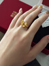 潮宏基 花韻黃金紫晶托帕石戒指可調節足金戒圈手飾古法金禮物 計價(jià) 可調節戒圈 5.7g 曬單實(shí)拍圖