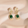 銅合金 無(wú)耳洞蚊香盤(pán)耳夾女法式輕奢精致鑲鉆耳環(huán)祖母綠耳釘 禮物 祖母綠耳夾一對【禮盒】 曬單實(shí)拍圖