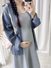 革曼孕婦裝套裝春季2026韓版慵懶風(fēng)春秋襯衫孕婦連衣裙兩件套背心長(cháng)裙 淺灰吊帶裙 XL 曬單實(shí)拍圖