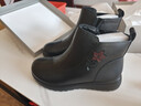 紅蜻蜓媽媽棉鞋加厚加絨保暖皮鞋中老年鞋短靴WJC456281R黑色40 曬單實(shí)拍圖