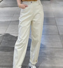 茵曼簡(jiǎn)約通勤闊腿直筒長(cháng)褲夏秋女裝高腰顯瘦寬松休閑褲子 珍珠白 27 曬單實(shí)拍圖