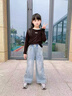 女生春裝牛仔褲薄款2026新款初中生洋氣女大童闊腿褲女孩褲子春秋 藍色【春秋款】 160 曬單實(shí)拍圖