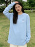 都市麗人淺藍色長(cháng)袖t恤女2026新款春季大碼女裝簡(jiǎn)約內搭可外穿洋氣打底衫 曬單實(shí)拍圖